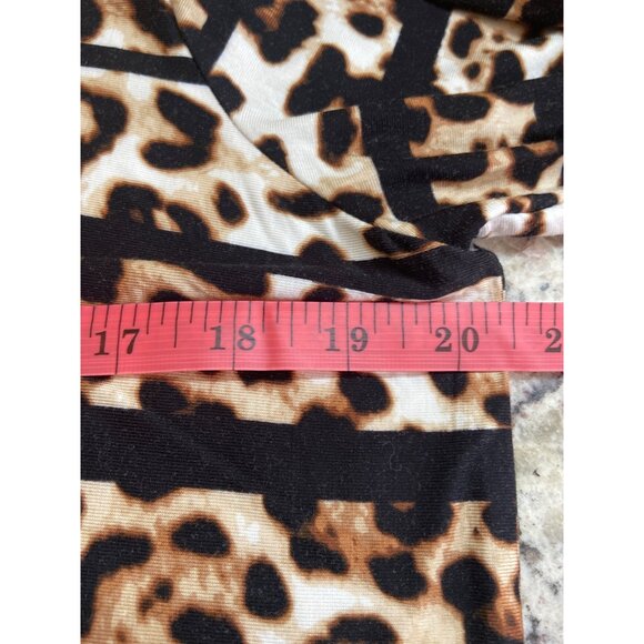 Ruby Rd Womens Medium Tunic Top Leopard Stripe Studed Neckline Rayon Mob Wife - Picture 7 of 9